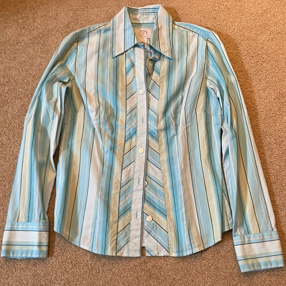 Blue Striped Women’s Collard Shirt